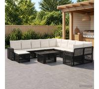 vidaXL Set Divano da Giardino 12 pz Nero e Bianco Crema polyrattan
