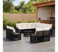 vidaXL Set di divani da giardino, 12 pezzi, nero e bianco crema, divano da giardino moderno, resistente alle intemperie, modulo in rattan, divano chic per rilassarsi in cortile