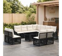 vidaXL Set Divano da Giardino 12 pz Nero e Bianco Crema polyrattan