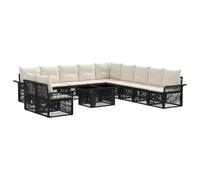 vidaXL Set Divano da Giardino 12 pz Nero e Bianco Crema polyrattan