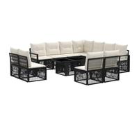 vidaXL Set Divano da Giardino 12 pz Nero e Bianco Crema polyrattan