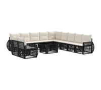 vidaXL Set Divano da Giardino 12 pz Nero e Bianco Crema polyrattan