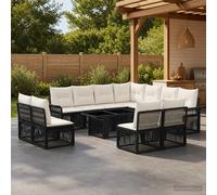vidaXL Set Divano da Giardino 12 pz Nero e Bianco Crema polyrattan