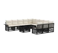 vidaXL Set Divano da Giardino 12 pz Nero e Bianco Crema polyrattan