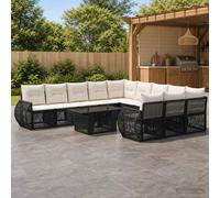 vidaXL Set Divano da Giardino 12 pz Nero e Bianco Crema polyrattan