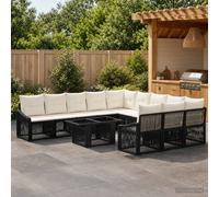 vidaXL Set Divano da Giardino 12 pz Nero e Bianco Crema polyrattan
