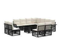 vidaXL Set Divano da Giardino 12 pz Nero e Bianco Crema polyrattan