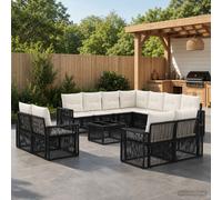 vidaXL Tuinbankenset 12 st Zwart en Cream Wit poly rattan