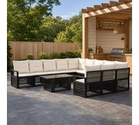 vidaXL Set Divano da Giardino 12 pz Nero e Bianco Crema polyrattan