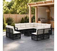 vidaXL Set Divano da Giardino 12 pz Nero e Bianco Crema polyrattan