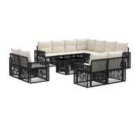 vidaXL Set Divano da Giardino 12 pz Nero e Bianco Crema polyrattan