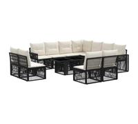 vidaXL Set Divano da Giardino 12 pz Nero e Bianco Crema polyrattan