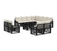 vidaXL Set Divano da Giardino 12 pz Nero e Bianco Crema polyrattan