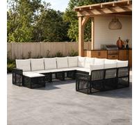 vidaXL Set Divano da Giardino 12 pz Nero e Bianco Crema polyrattan