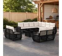 vidaXL Set Divano da Giardino 12 pz Nero e Bianco Crema polyrattan