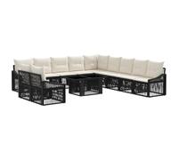 vidaXL Set Divano da Giardino 12 pz Nero e Bianco Crema polyrattan