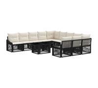 vidaXL Set Divano da Giardino 12 pz Nero e Bianco Crema polyrattan