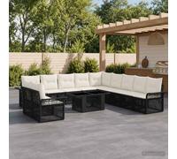 vidaXL Set Divano da Giardino 12 pz Nero e Bianco Crema polyrattan