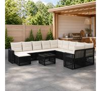 vidaXL Set Divano da Giardino 12 pz Nero e Bianco Crema polyrattan