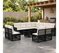 vidaXL Set Divano da Giardino 12 pz Nero e Bianco Crema polyrattan