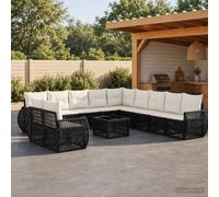 vidaXL Set divano da giardino, 12 pezzi, colore nero e bianco, crema, moderno divano da giardino, resistente alle intemperie, set modulare, in polyrattan, comfort per rilassarsi