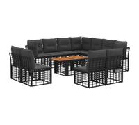 vidaXL Set Divano da Giardino 12 pz Nero e Grigio scuro polyrattan
