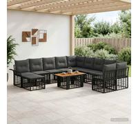 vidaXL Set Divano da Giardino 12 pz Nero e Grigio scuro polyrattan
