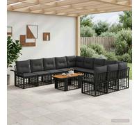 vidaXL Set Divano da Giardino 12 pz Nero e Grigio scuro polyrattan