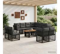 vidaXL Set Divano da Giardino 12 pz Nero e Grigio scuro polyrattan