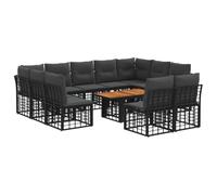 vidaXL Set Divano da Giardino 12 pz Nero e Grigio scuro polyrattan