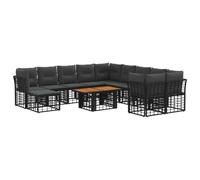 vidaXL Set Divano da Giardino 12 pz Nero e Grigio scuro polyrattan