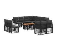 vidaXL Set Divano da Giardino 12 pz Nero e Grigio scuro polyrattan