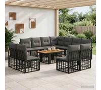 vidaXL Set Divano da Giardino 12 pz Nero e Grigio scuro polyrattan