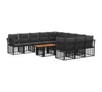 vidaXL Set Divano da Giardino 12 pz Nero e Grigio scuro polyrattan