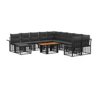 vidaXL Set Divano da Giardino 12 pz Nero e Grigio scuro polyrattan