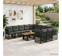 vidaXL Set Divano da Giardino 12 pz Nero e Grigio scuro polyrattan