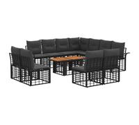 vidaXL Set Divano da Giardino 12 pz Nero e Grigio scuro polyrattan