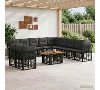 vidaXL Set Divano da Giardino 12 pz Nero e Grigio scuro polyrattan