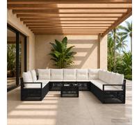 vidaXL Set Divano da Giardino 12 pz Nero polyrattan