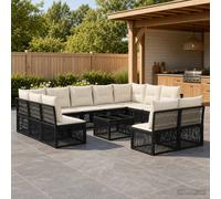 vidaXL Set di divani da giardino, 12 pezzi, nero, in rattan sintetico, divano modulare per giardino, sedie moderne per esterni, mobili da patio resistenti, cuscini in schiuma, set in polyrattan
