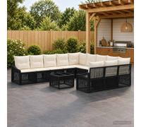 vidaXL Set Divano da Giardino 12 pcs Nero polyrattan, Divano da giardino moderno, resistente alle intemperie, con piedi regolabili per rilassarsi all'aperto