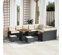 vidaXL Set Divano da Giardino 12 pz Nero polyrattan