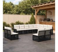 vidaXL Set di divani da giardino, 12 pezzi, nero, in rattan sintetico, divano modulare per esterni, mobili da giardino resistenti, sedie moderne per un tempo rilassante all'aria aperta