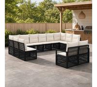 vidaXL Set di divani da giardino, 12 pezzi, nero, in rattan sintetico, divano modulare per esterni, set lounge resistente alle intemperie, mobili da patio moderni, gambe regolabili