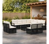 vidaXL Set Divano da Giardino 12 pz Nero polyrattan
