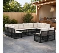 vidaXL Set Divano da Giardino 12 pz Nero polyrattan