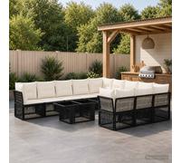 vidaXL Set Divano da Giardino 12 pz Nero polyrattan