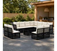 vidaXL Set Divano da Giardino 12 pz Nero polyrattan