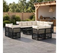 vidaXL Set di divani da giardino, 12 pezzi, colore nero polyrattan, mobili da esterno moderni, divano modulabile, chaise longue, relax in giardino, resistente alle intemperie