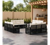 vidaXL Set Divano da Giardino 12 pz Nero polyrattan
